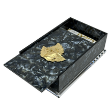 Load image into Gallery viewer, Decorative box with a gold leaf on a white background