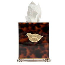 Load image into Gallery viewer, Tortoiseshell-patterned tissue box with a gold accent on a white background