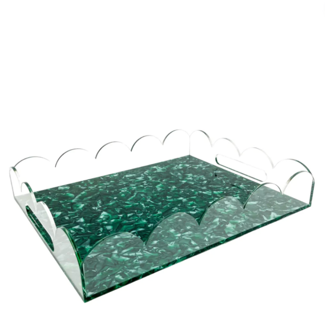 Emerald Acrylic Scalloped Tray