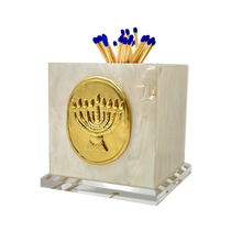 Load image into Gallery viewer, Matches holder with Menorah design on a white background
