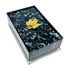 Load image into Gallery viewer, Decorative box with a gold flower on a white background
