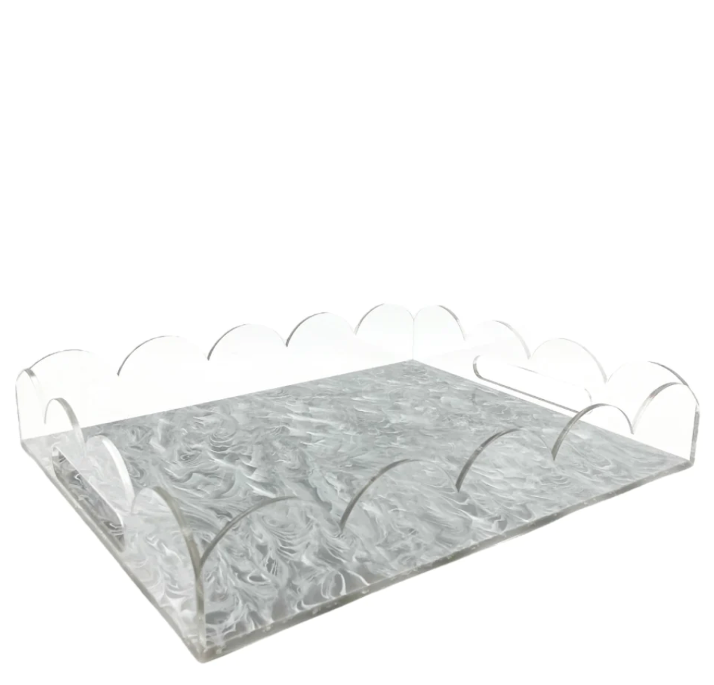 Gray Acrylic Scalloped Tray