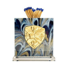 Load image into Gallery viewer, Matches with a decorative holder featuring a gold emblem on a white background
