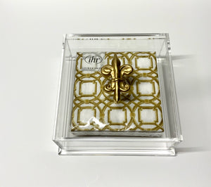 Fleur De  Lis Cocktail Napkin Box